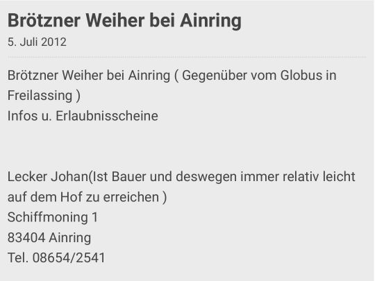 Brötzner Weiher angeln